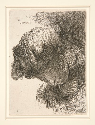 Figura con la Testa Abbassata, dalla serie Piccoli Studi di Teste da Giovanni Benedetto Castiglione