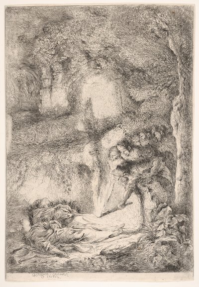 Ritrovamento dei corpi dei santi Pietro e Paolo da Giovanni Benedetto Castiglione