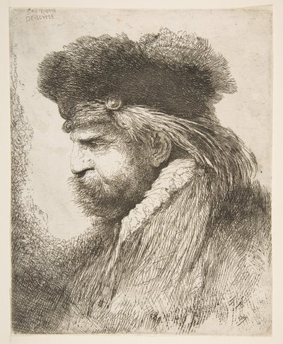 Testa di un vecchio che guarda a sinistra, dalla serie di Grandi Teste Orientali da Giovanni Benedetto Castiglione