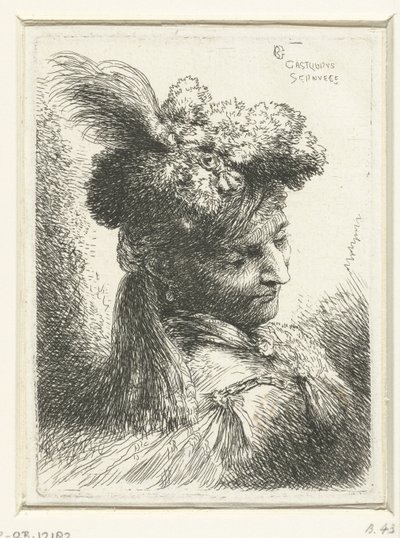Testa di un giovane con un orecchino da Giovanni Benedetto Castiglione