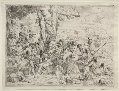 Labano cerca idoli nel bagaglio di Rachele, c. 1635 da Giovanni Benedetto Castiglione