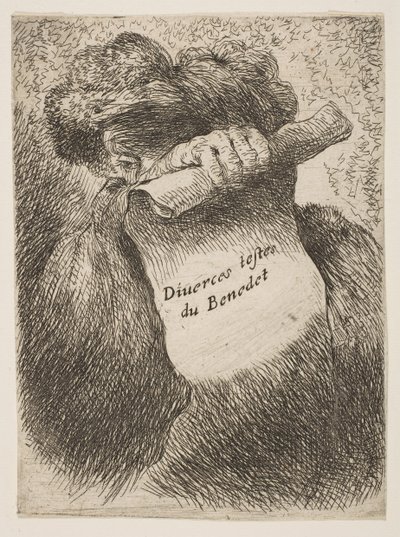 Uomo che Tiene un Rotolo davanti al Viso, dalla serie di Piccole Teste da Giovanni Benedetto Castiglione