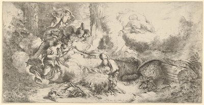 Natività con Dio Padre e angeli da Giovanni Benedetto Castiglione