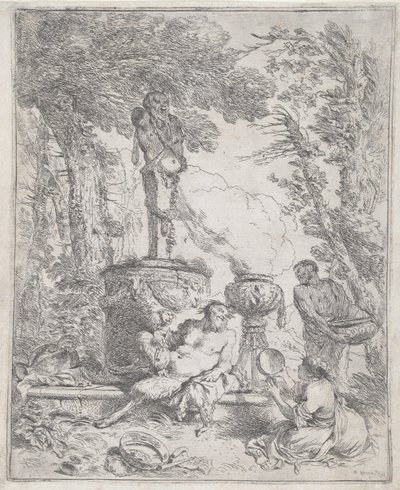 Pan reclinato davanti a un erma da Giovanni Benedetto Castiglione