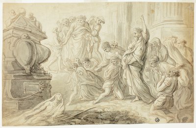 Resurrezione di Lazzaro (recto); Viaggiatori con carro fuori dalla locanda (verso) da Giovanni Benedetto Castiglione