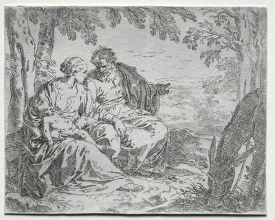 Riposo durante la fuga in Egitto da Giovanni Benedetto Castiglione