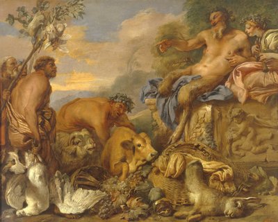 Satiri che portano i loro doni da Giovanni Benedetto Castiglione