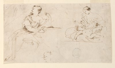 Donna seduta, madre e bambino da Giovanni Benedetto Castiglione