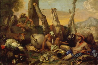 La favola di Diogene, che cerca con una lanterna un uomo buono da Giovanni Benedetto Castiglione