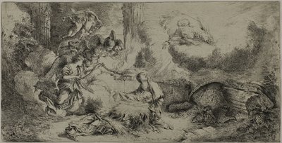 La Natività con Dio Padre e Angeli da Giovanni Benedetto Castiglione