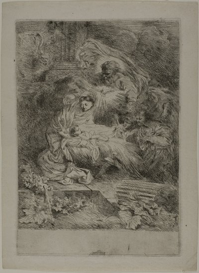 La Natività con Dio Padre e angeli da Giovanni Benedetto Castiglione