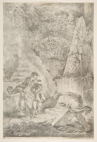Teseo trova le armi di suo padre da Giovanni Benedetto Castiglione