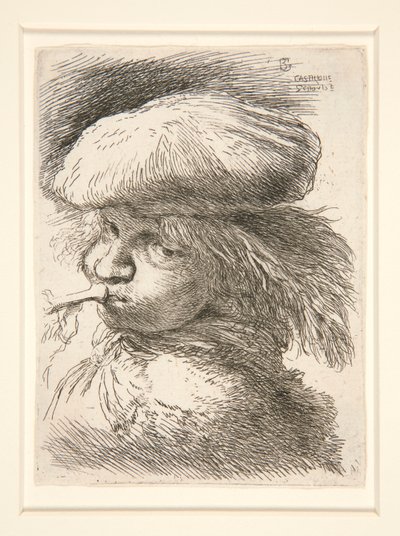 Giovane che Suona la Tromba, dalla serie Le piccole teste d da Giovanni Benedetto Castiglione