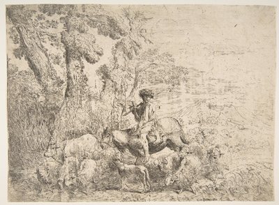 Giovane mandriano a cavallo, 1638 da Giovanni Benedetto Castiglione