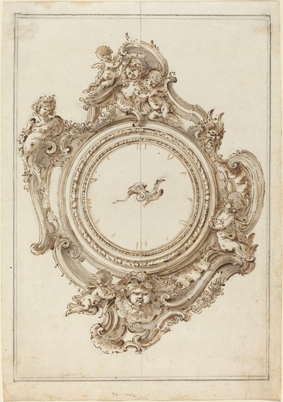 Un Orologio Rococò con Sirene, Putti, Maschere e un Uccello del Paradiso da Giovanni Bettati