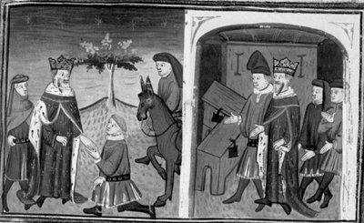 Decameron, Ruggieri lascia il re Alfonso; il re invita Ruggieri a scegliere tra due casse. Decima giornata, racconto 1 da Giovanni Boccaccio