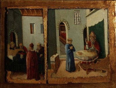Due scene della vita di San Savino da Giovanni Boccati or Boccatto