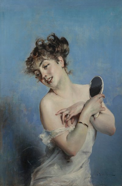 Giovane donna in déshabillé (La toilette), c. 1880 da Giovanni Boldini