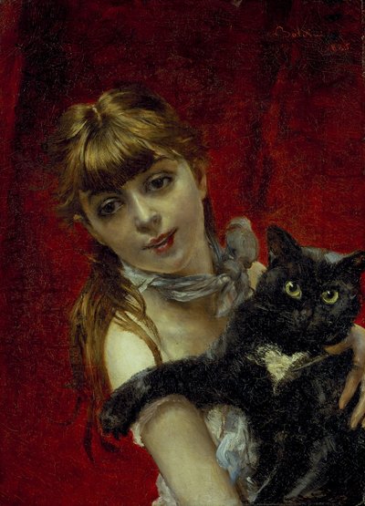 Ragazza con gatto nero da Giovanni Boldini