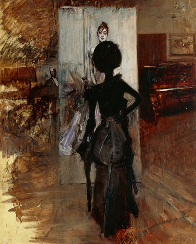 Signora nello studio del pittore di fronte a Pastello Bianco da Giovanni Boldini