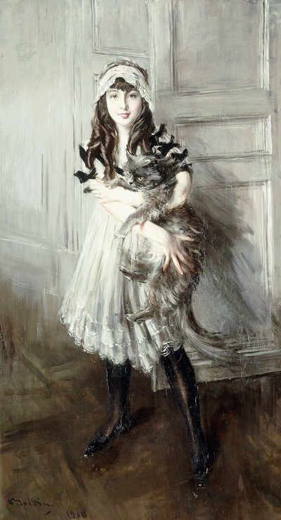 Ritratto di Josefina Errazuriz con un gatto, 1910 da Giovanni Boldini