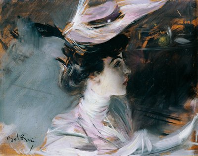 Ritratto di Lina Cavalieri con nuovo cappello da Giovanni Boldini