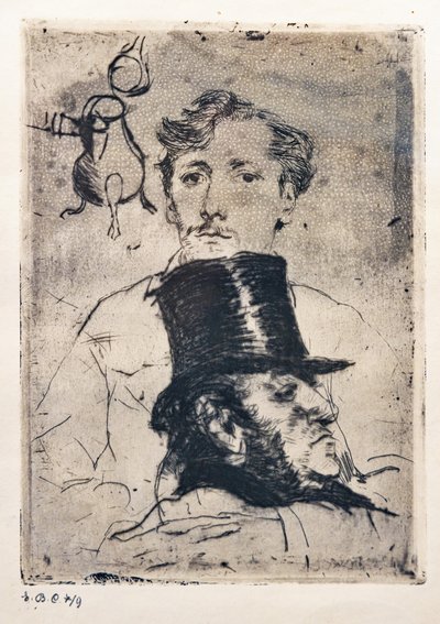 Ritratto di Rodenbach (acquaforte e puntasecca) da Giovanni Boldini