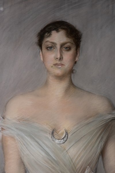 Ritratto di una signora in bianco con guanti e ventaglio (dettaglio) da Giovanni Boldini