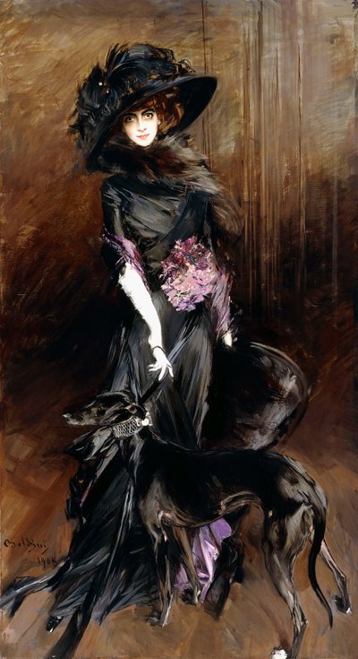 Ritratto della Marchesa Luisa Casati, con un levriero, 1908 da Giovanni Boldini