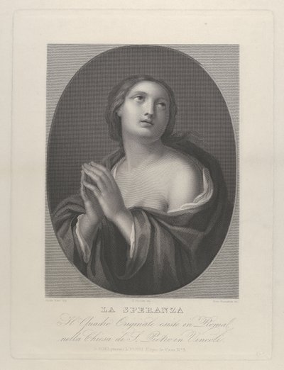 Personificazione femminile della Speranza che guarda in alto con le mani giunte e la spalla sinistra scoperta, ca. 1835-81 da Giovanni Buonafede