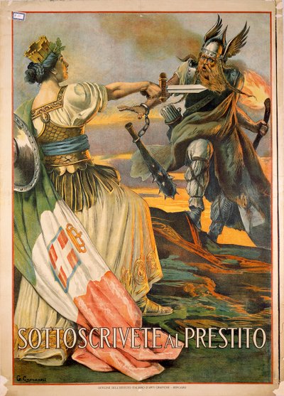 Prima Guerra Mondiale, Sottoscrivete al prestito, illustrazione di Giovanni Capranesi da Giovanni Capranesi