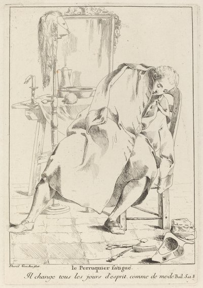 Le Perruquier fatigué (Il parrucchiere stanco) da Giovanni David