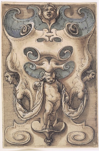 Cartiglio con un putto da Giovanni Domenico Capellino
