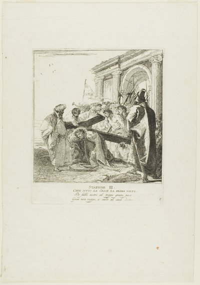 Cristo cade per la prima volta sotto la croce, terza tavola della Via Crucis da Giovanni Domenico Tiepolo