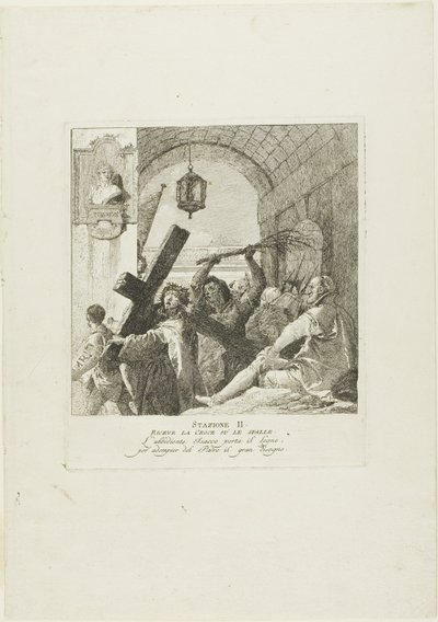 Cristo riceve la croce, secondo piatto della Via Crucis da Giovanni Domenico Tiepolo
