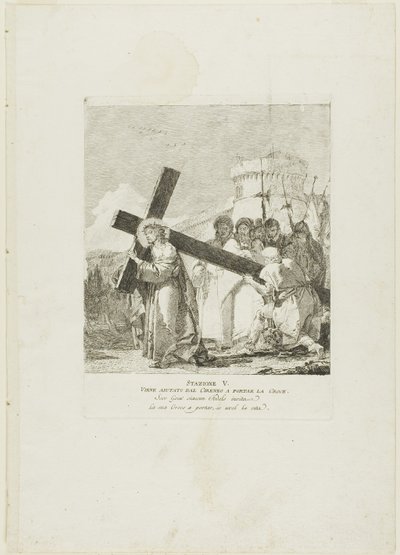 Cristo è aiutato da Simone di Cirene, quinta tavola della Via Crucis da Giovanni Domenico Tiepolo