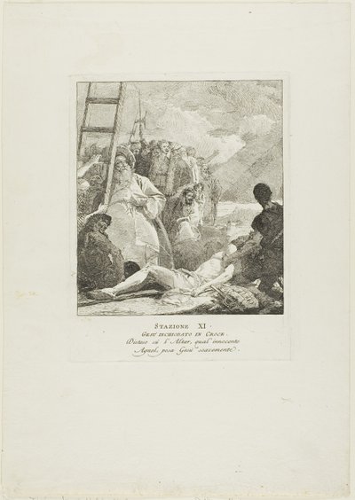 Cristo è inchiodato alla croce, undicesimo piatto della Via Crucis da Giovanni Domenico Tiepolo