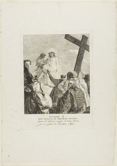 Cristo viene spogliato delle sue vesti, tavola dieci della Via Crucis da Giovanni Domenico Tiepolo