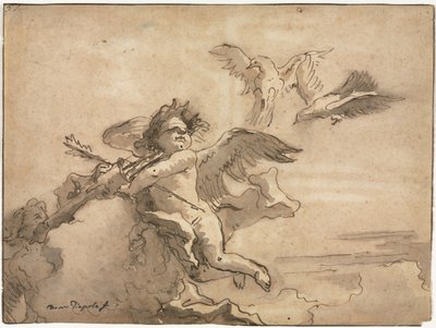 Cupido bendato e due colombe da Giovanni Domenico Tiepolo