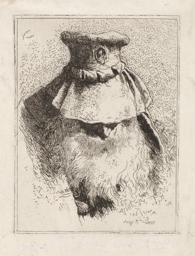 Uomo anziano con un grande cappello, dalla Raccolta di Teste da Giovanni Domenico Tiepolo