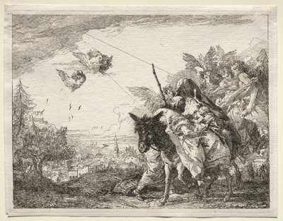 Fuga in Egitto: Giuseppe si ferma a guardare il Bambino Gesù da Giovanni Domenico Tiepolo