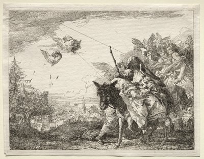 Fuga in Egitto: Giuseppe si ferma a guardare il Bambino Gesù da Giovanni Domenico Tiepolo