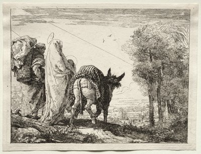 Fuga in Egitto: La Sacra Famiglia si avvicina a un villaggio da Giovanni Domenico Tiepolo