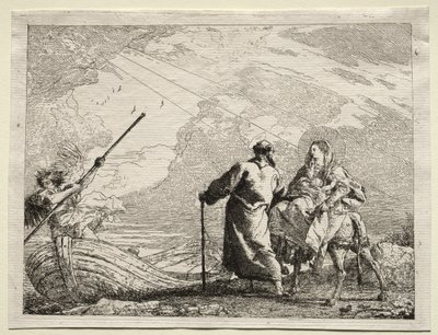 Fuga in Egitto: La Sacra Famiglia arriva alla riva del fiume da Giovanni Domenico Tiepolo