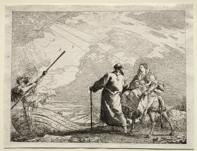 Fuga in Egitto: La Sacra Famiglia Arriva alla Riva del Fiume da Giovanni Domenico Tiepolo