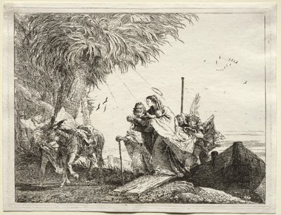 Fuga in Egitto: La Sacra Famiglia, sbarcando da Giovanni Domenico Tiepolo