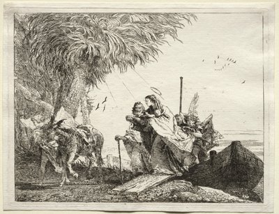 Fuga in Egitto: La Sacra Famiglia, sbarco da Giovanni Domenico Tiepolo