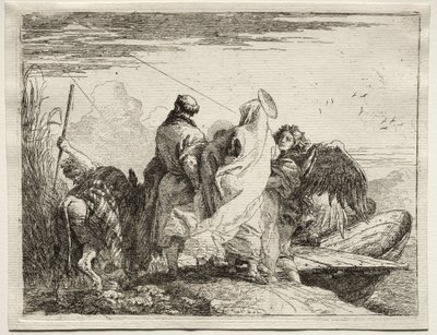 Fuga in Egitto: La Sacra Famiglia lascia la riva da Giovanni Domenico Tiepolo