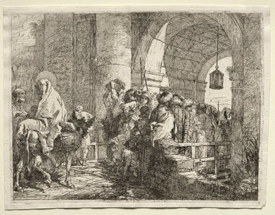 Fuga in Egitto: La Sacra Famiglia Passa sotto un Arco da Giovanni Domenico Tiepolo