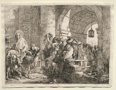 Fuga in Egitto: La Sacra Famiglia Passa sotto un Arco da Giovanni Domenico Tiepolo